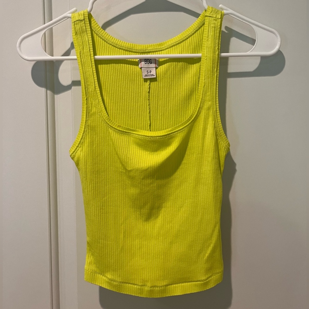 BDG square neck fitted tank top neon green small